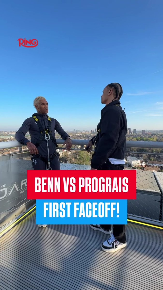 FACE OFF ON THE ROOF 🏟️ Conor Benn stares down Regis Prograis for the first time ahead of Saturday 👀 🎟️ Tickets on sale NOW: #FuryMakhmudov | April 11th | LIVE on Netflix | Tottenham Hotspur Stadium