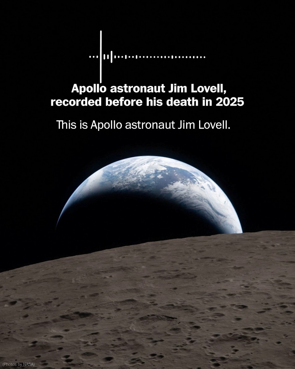 As NASA’s Artemis II crew prepared for a lunar flyby, they received an audio message from the late Jim Lovell, one of the first astronauts to fly around the moon. “Welcome to my old neighborhood,” the Apollo 8 and 13 astronaut said.