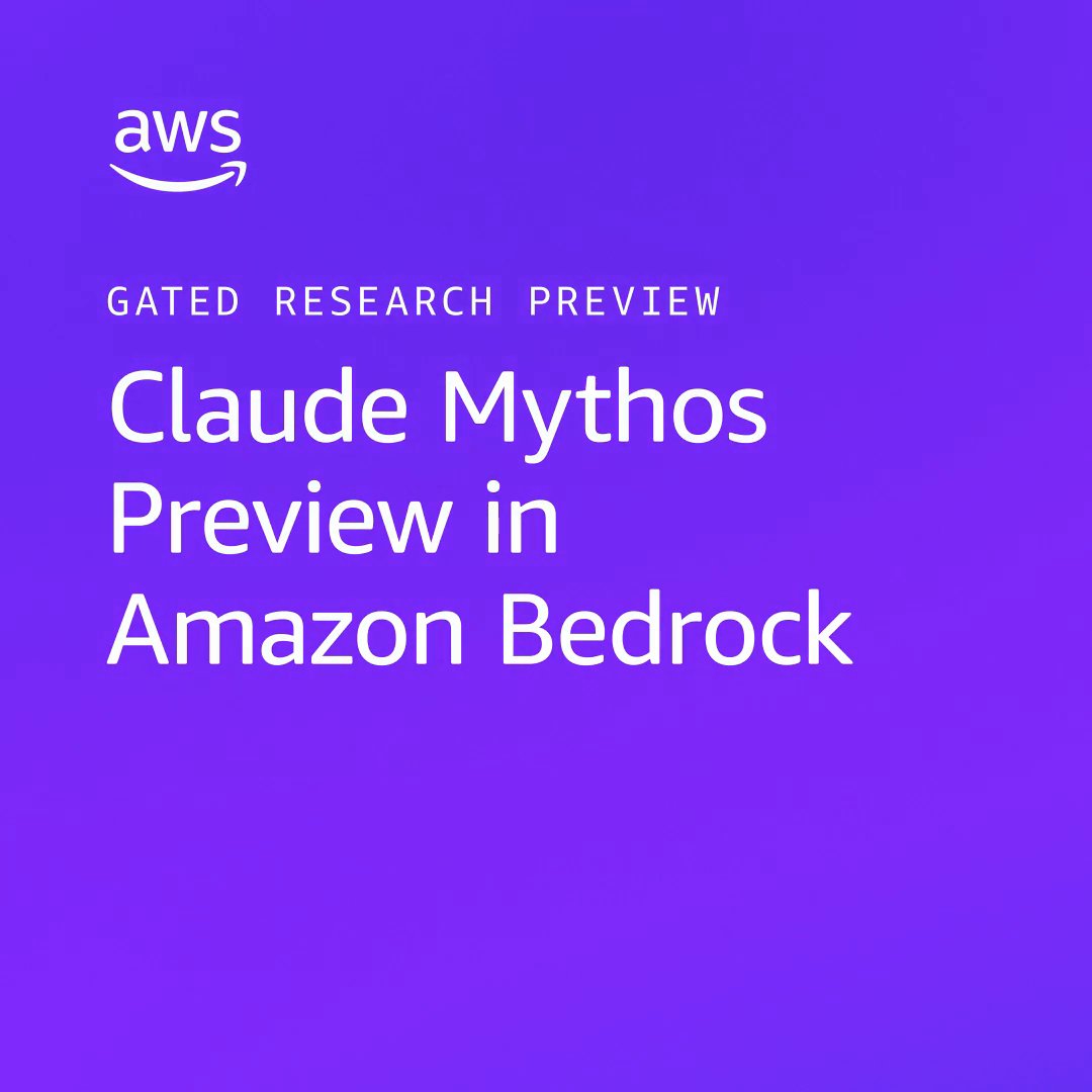 AWS and Anthropic are advancing AI-powered cybersecurity. We're working with Anthropic to help security teams find and fix vulnerabilities in software before threats emerge. Learn more about AWS’s approach to security and Claude Mythos Preview in gated research preview as part of Project Glasswing.