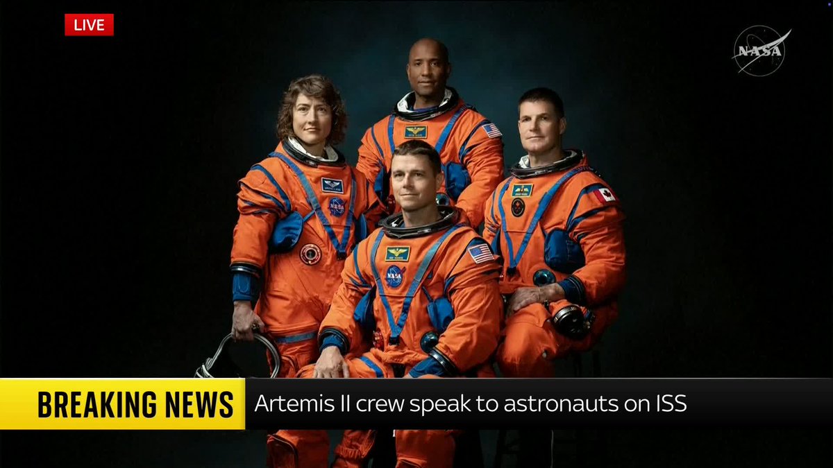 BREAKING: The Artemis II crew speak to astronauts on the International Space Station (ISS). Artemis II live: 📺 Sky 501 and YouTube