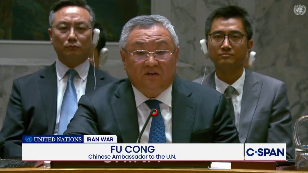 Chinese Ambassador Fu Cong on voting against draft resolution: "The draft resolution, should it have been adopted, would send the wrong message and have serious, very serious consequences…the U.S. and Israel are the instigators of this conflict."