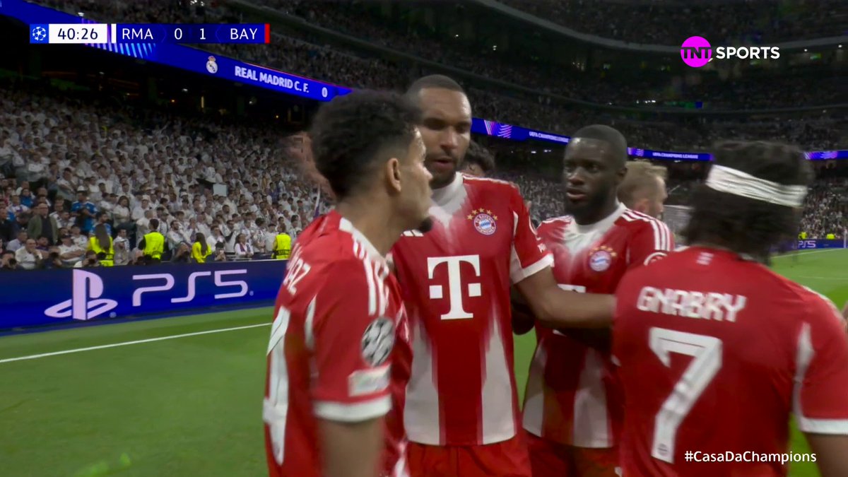 O gol de Luis Díaz. Real Madrid 0x1 Bayern no Santiago Bernabéu. 🎥 TNT Sports BR
