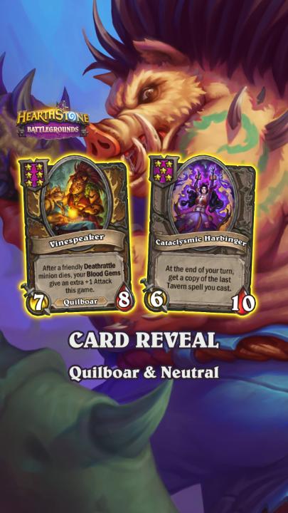 🐗 It's time for these new Quilboar to hog some of the spotlight! Get ready to try them, and some new neutrals, out in the Battlegrounds!