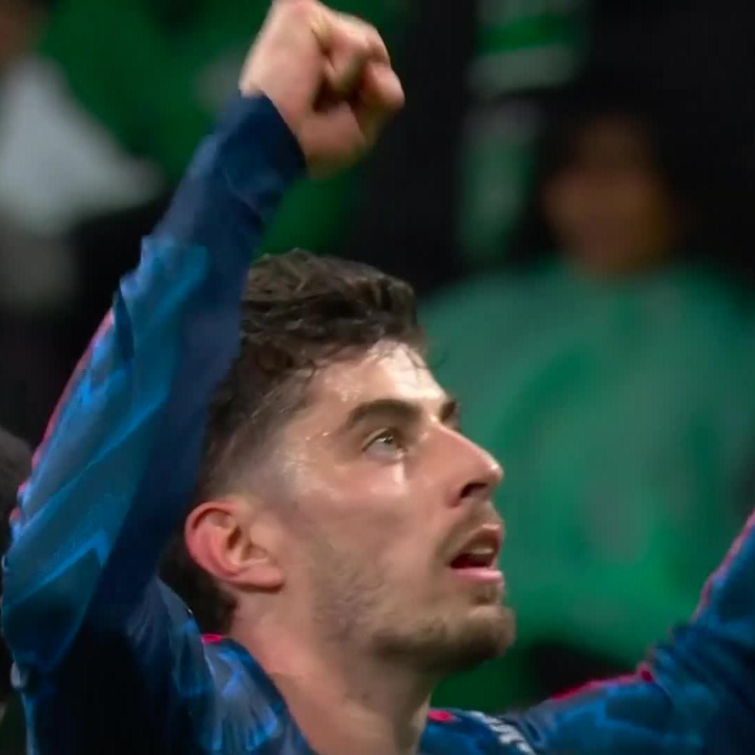 Big moment at the end! 🙆‍♂️ 🔥 Kai Havertz scores the winner for the Gunners 😮‍💨 #UCL | #SSUCL