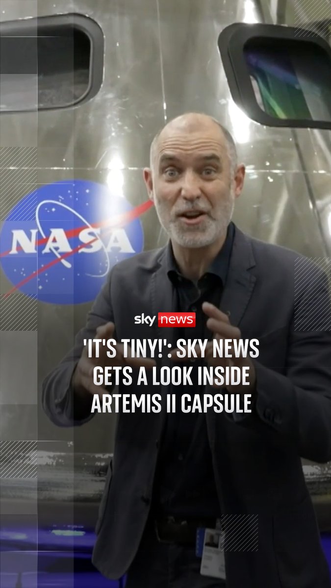 🚀 NASA says Orion's cabin is the same size as two minivans, but Sky's science and technology editor Tom Clarke describes it more as a 'family tent'. Take a look inside the mock up capsule - which astronauts used for training before flying to the moon 👇