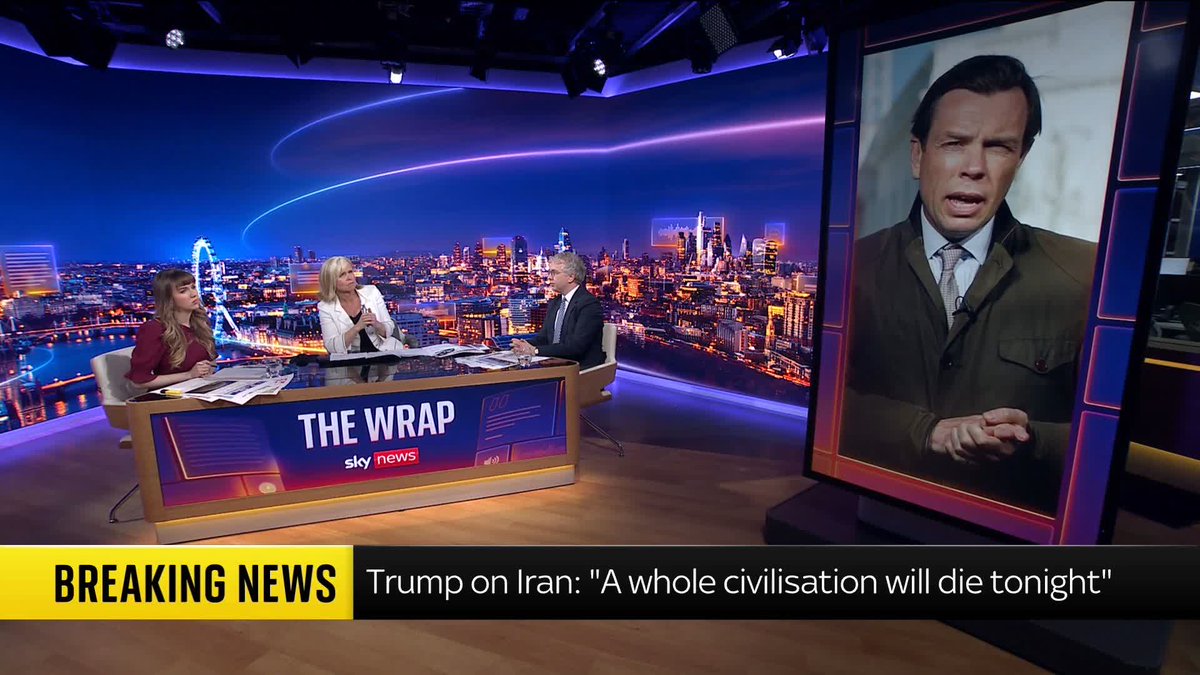 "Language without precedent from the U.S. president." Sky's Mark Stone reacts to Donald Trump's warning that 'a whole civilisation will die tonight' if Iran fails to meet his deadline to reopen the Strait of Hormuz. Latest: 📺 Sky 501 and YouTube