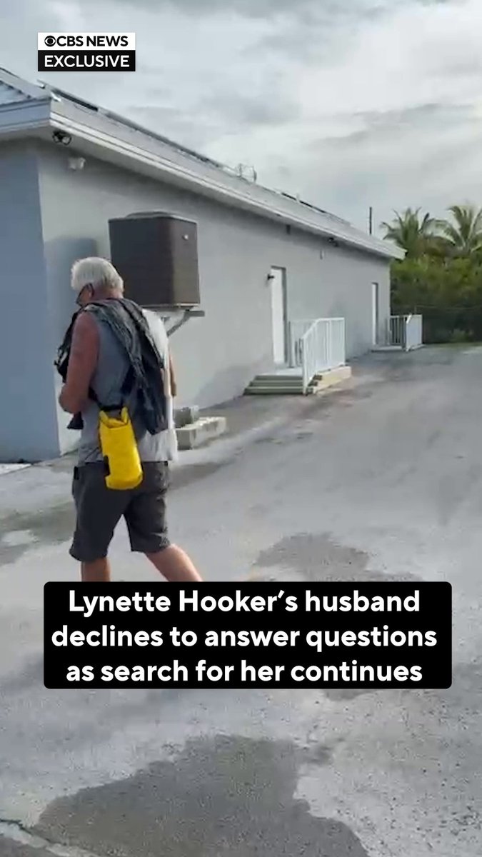 Brian Hooker, Lynette Hooker's husband, told police that his wife fell overboard while the couple was leaving Hope Town for Elbow Cay on the Bahamian island of Abaco at around 7:30 pm Saturday night. Hooker told the Royal Bahamas Police Force that strong currents carried her out to sea, and he lost sight of her. Brian Hooker paddled the dinghy to shore, arriving hours later at the Marsh Harbor Boat Yard at 4 a.m. Sunday morning. Hooker, who has not been accused of any wrongdoing, declined to answer any questions from CBS News about the missing woman.