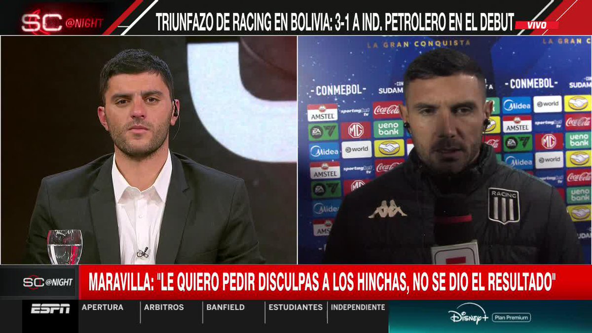 “Le quiero pedir disculpas al hincha de Racing. Me dio una tristeza enorme. Fue una decisión, NO FUE UNA FALTA DE RESPETO AL RIVAL. No salió bien y el resultado final empeoró todo. Siempre di todo por esta camiseta”. Maravilla Martínez. ⚠️🇦🇷