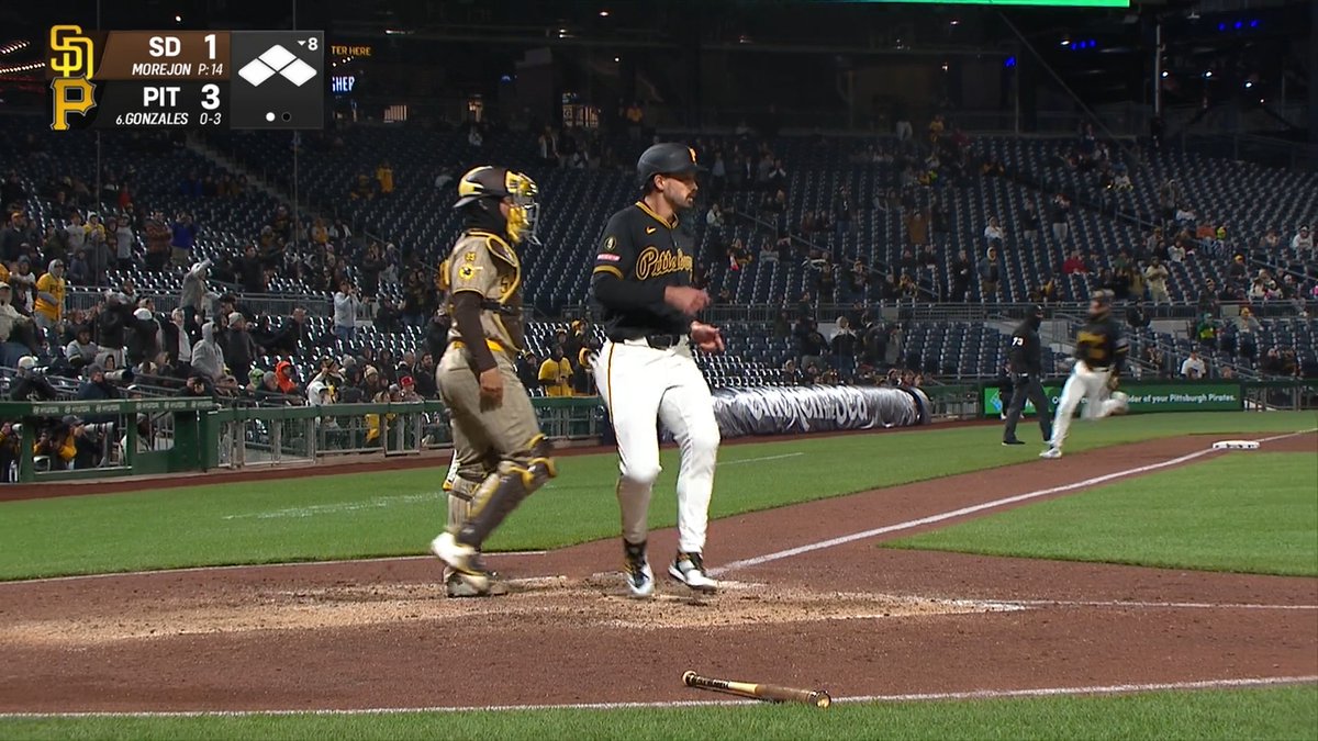 It was a preeetty good inning 😌 Nick Gonzales, Jake Mangum, and Konnor Griffin all drive in runs to make it 7-1 Pirates 🏴‍☠️