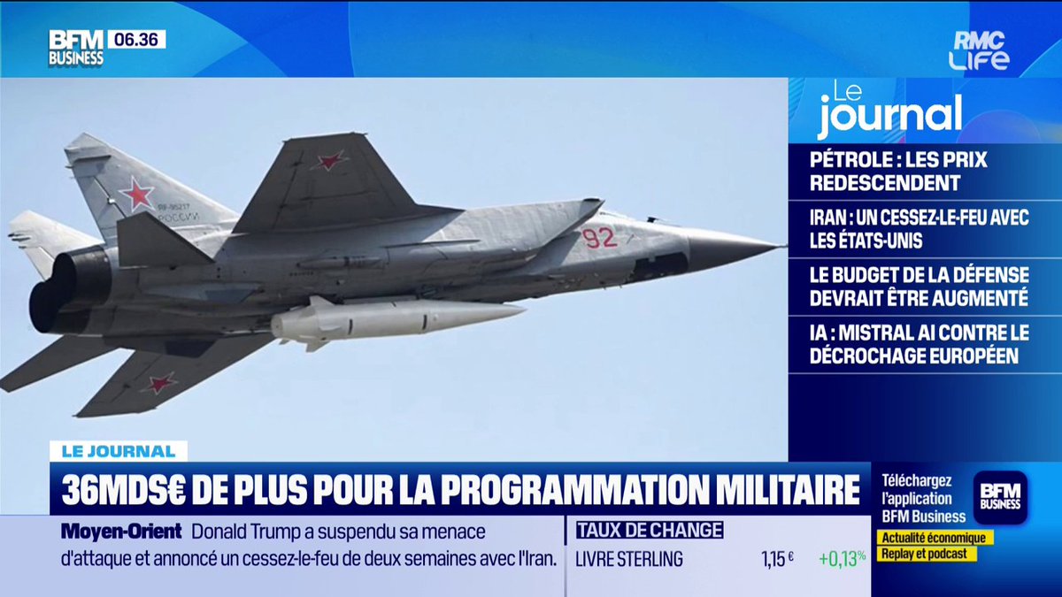 Loi de programmation militaire : actualisation en Conseil des ministres 🗳️ 36 milliards d’euros supplémentaires à valider pour porter l’enveloppe 2024-2030 à 436 milliards, une hausse voulue par Emmanuel Macron malgré des finances publiques sous tension. 🎙️ Alexandra Paget