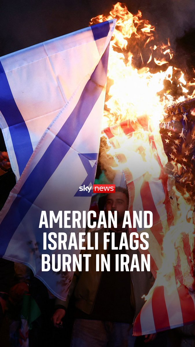 Pro-government demonstrators in Tehran burnt American and Israeli flags following the news of a ceasefire
