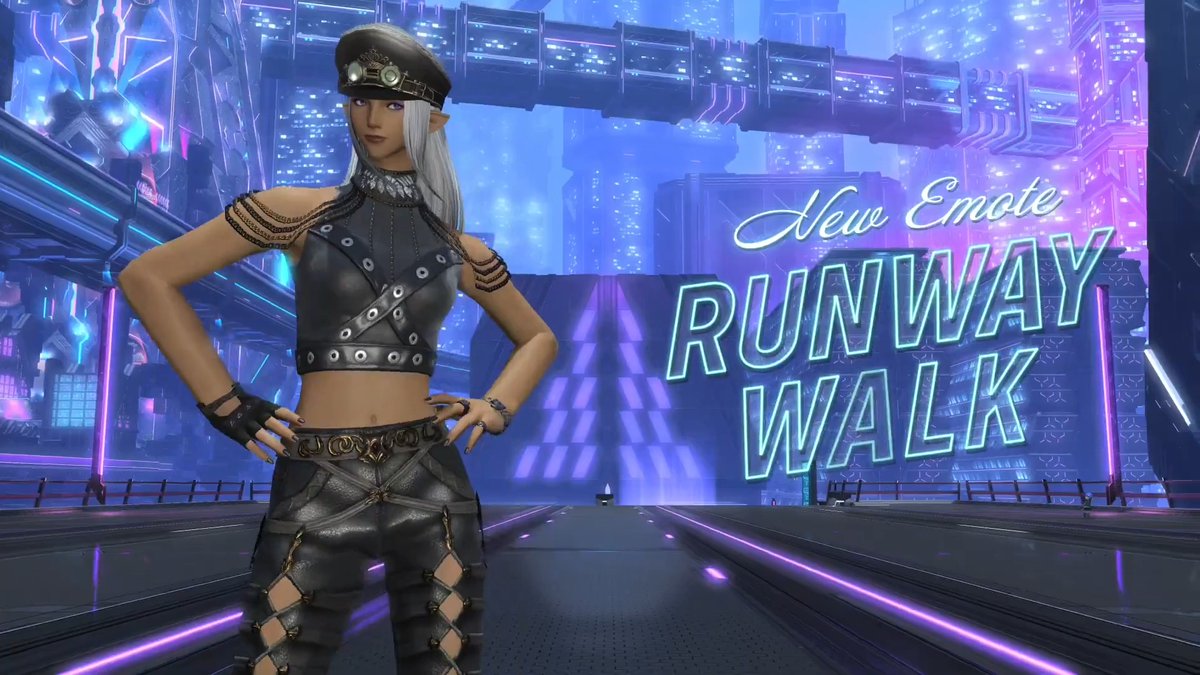 New FFXIV emote called "Runway Walk" to show off your glamour creations, excellent 😌 Mogstation only though!
