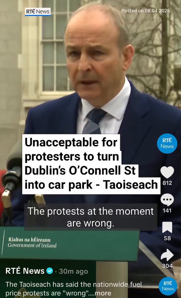 "There will be penalties for anyone who parks a truck in middle of nowhere" "Fuel depots will have to be cleared" Micheál Martin says the fuel protests are "wrong" outside Government buildings