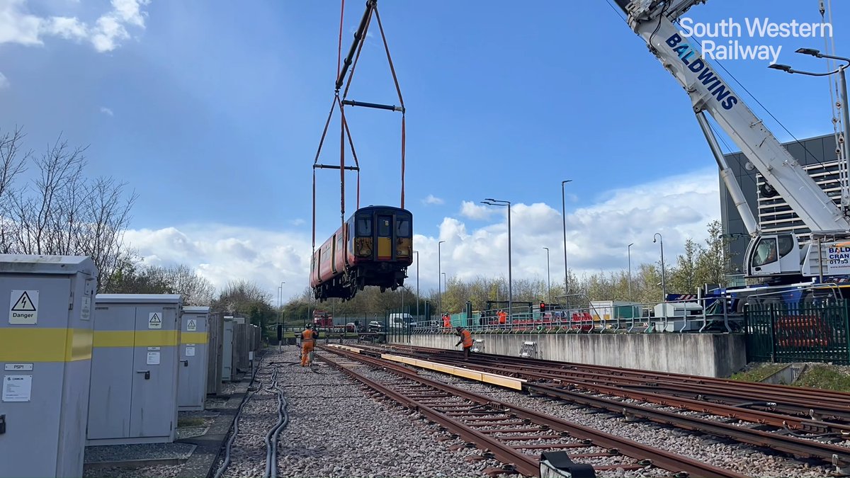 Is it a bird, is it a plane? No, it’s a crane with a train! 🏗️🚂 We’ve installed a Class 455 carriage at our Rail Operating Centre in Basingstoke, to provide practical training for SWR and Network Rail Wessex colleagues, the emergency services and other industry partners 🤝
