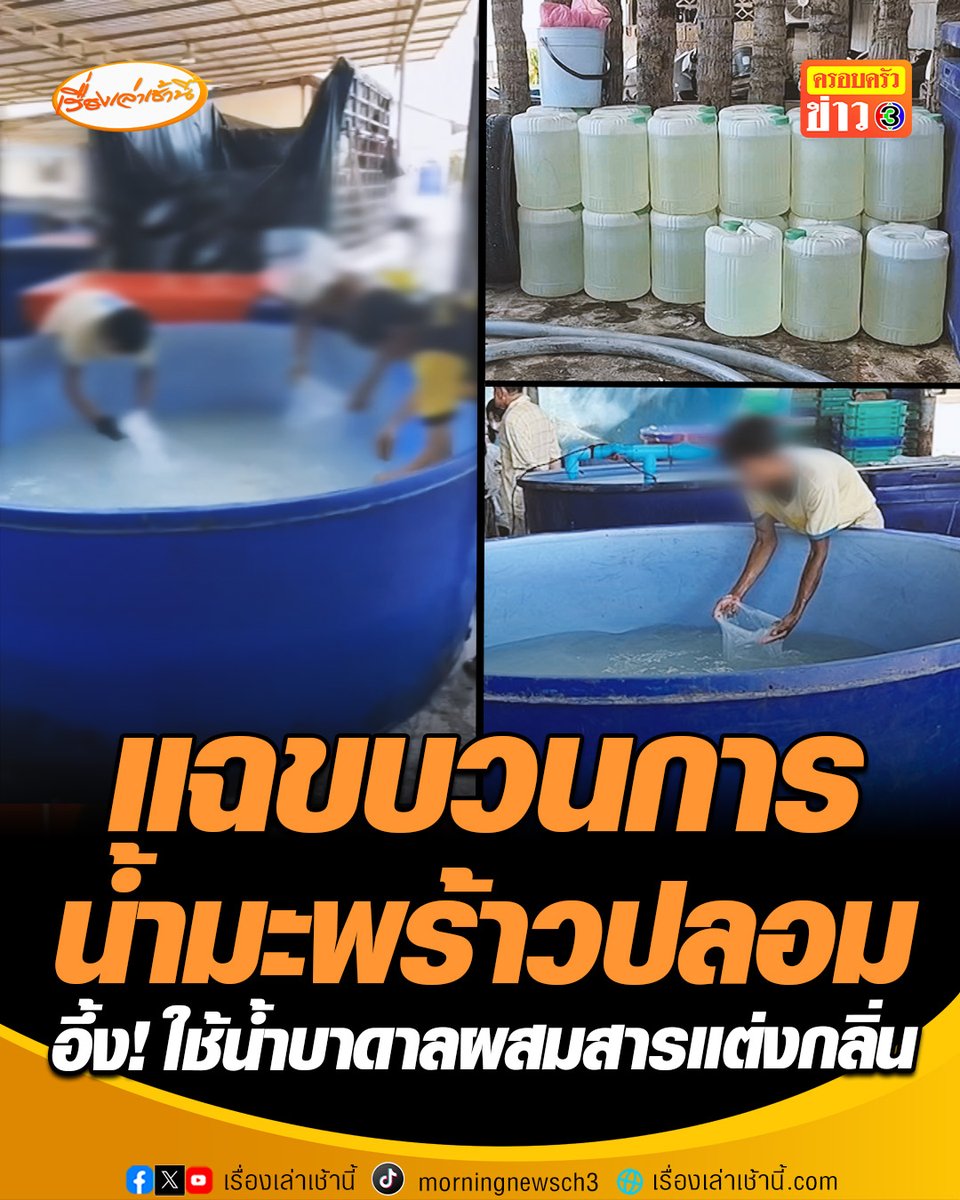ทีมข่าวช่อง 3 ลงพื้นที่สำรวจล้งมะพร้าวแม่กลอง หลังจังหวัดบุกจับโรงงานน้ำมะพร้าวปลอม 2 แห่งในจังหวัดสมุทรสงคราม พบใช้น้ำบาดาลผสมสารแต่งกลิ่นหัวเชื้อน้ำมะพร้าว บรรจุขวดขาย พบไม่ผ่านเกณฑ์มาตรฐาน GMP #เรื่องเล่าเช้านี้ #ครอบครัวข่าว3 #ข่าวภูมิภาค #สมุทรสงคราม #น้ำมะพร้าวปลอม