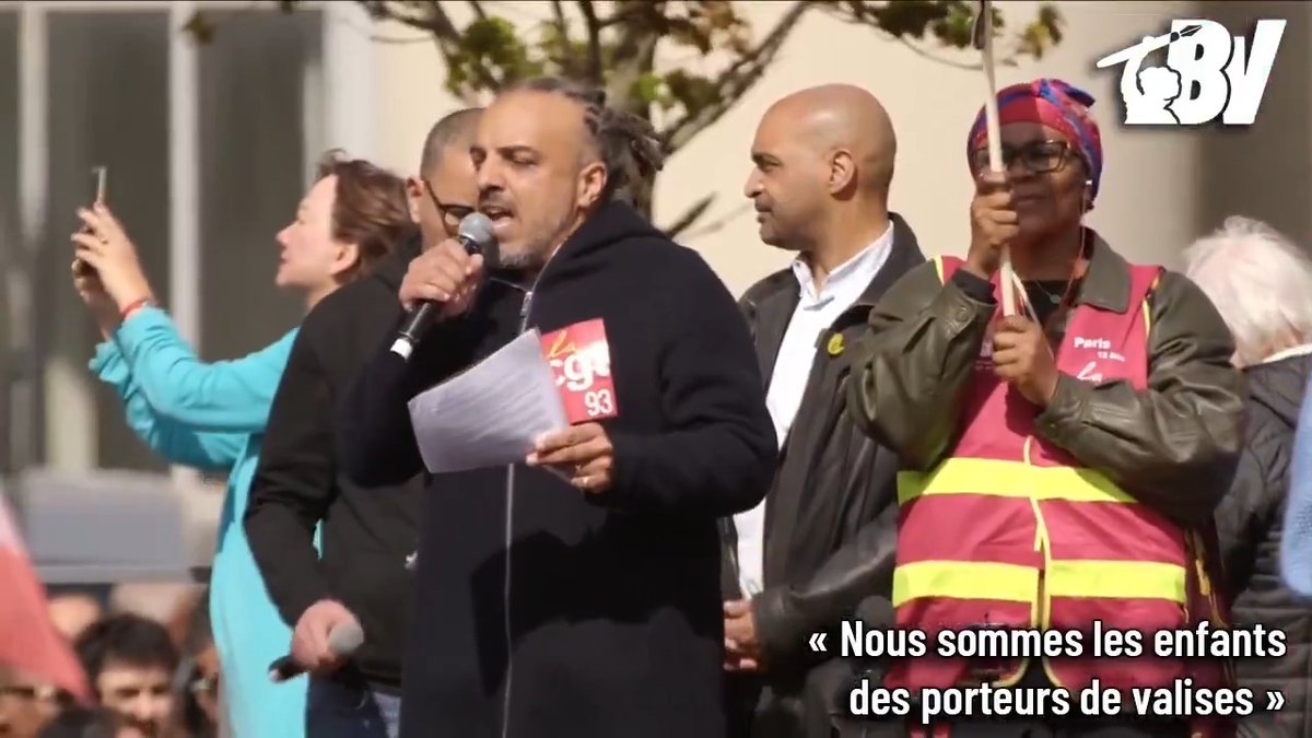 Au meeting de LFI à Saint-Denis, le représentant de la CGT a tranquillement déclaré que « nous sommes les enfants des porteurs de valises ».
