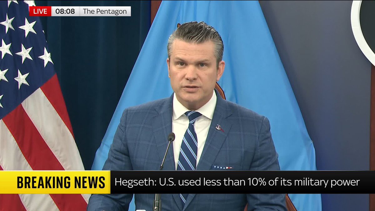 "President Trump had the power to cripple Iran's entire economy in minutes, but he chose mercy" U.S. Defence Secretary Pete Hegseth says Iran accepted the ceasefire "under overwhelming pressure" 📺 Sky 501