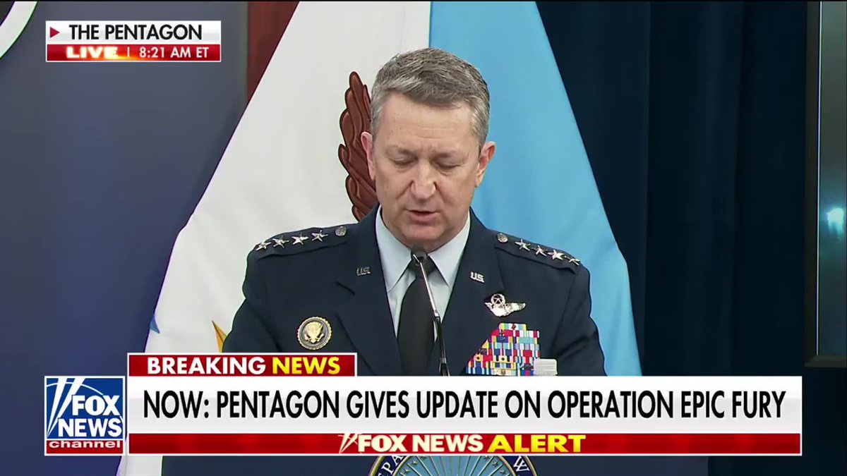 JUST NOW: General Dan Caine jokes about the amount of food and resources that have kept Operation Epic Fury up and running: "Along the way, we consumed more than 6 million meals, and by my estimate, more than 950,000 gallons of coffee, 2 million energy drinks, and a lot of nicotine. But I am not saying that we have a problem."