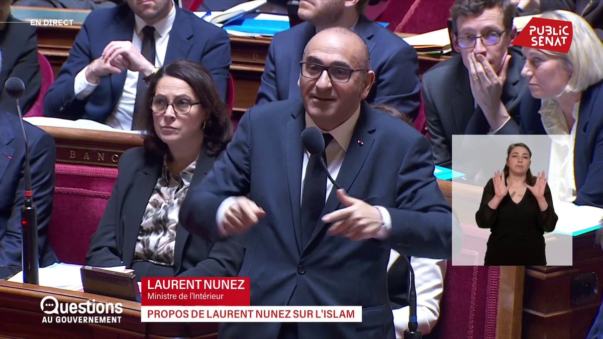 “Évidemment qu’à titre personnel je suis opposé à ce que des enfants de six ou sept ans portent le voile”, répond le ministre de l’Intérieur Laurent Nuñez à Muriel JOURDA (LR) qui reconnait avoir “eu des propos maladroits sur la promotion de l’Islam”. #QAG