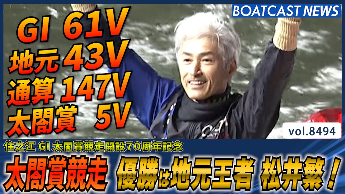 G1 #太閤賞 堂々優勝は地元王者 #松井繁！ G1 61V 地元43V 通算147V 太閤賞5V！ #BOATCAST #ボートレース優勝戦