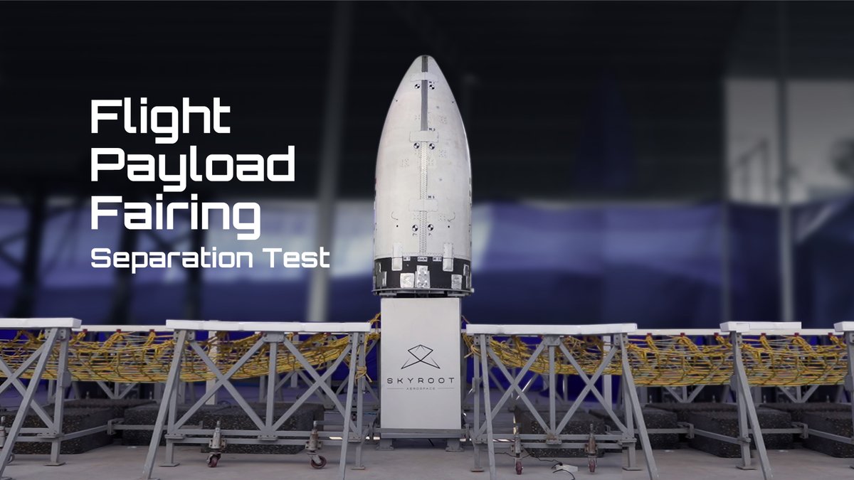 When Vikram-1 reaches space, the payload fairing needs to split apart and fall away cleanly, protecting the satellite on the way up, then getting out of the way when its job is done. The final pre-flight separation test on flight hardware confirms the pneumatic separation system is a stable, proven design. Next stop: Sriharikota. 🚀 #Vikram1 #SkyrootAerospace #SpaceTech