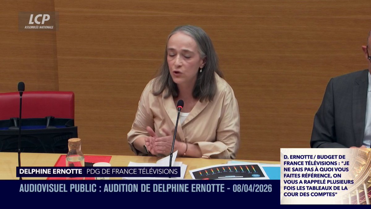 "En dix ans, France Télévisions coûte, en euros constants, 600 millions de moins aux Français", assure Delphine Ernotte. "France Télévisions coûte aujourd'hui un peu moins de 3 euros par mois aux Français, quand il coûtait pratiquement 4 euros il y a dix ans."