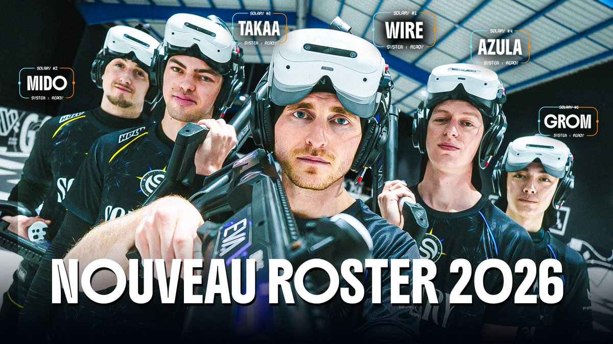 Solary arrive pour l'EVA Pro League 2026 et représentera Tours ! 🇫🇷 SLY Wire (Capitaine) 🇫🇷 SLY Takaa 🇫🇷 Mido 🇫🇷 Azula_eva 🇫🇷🇨🇳 Grom 🇫🇷 SLY cocoMIC (Coach) 🇫🇷 Grimm (Manager)