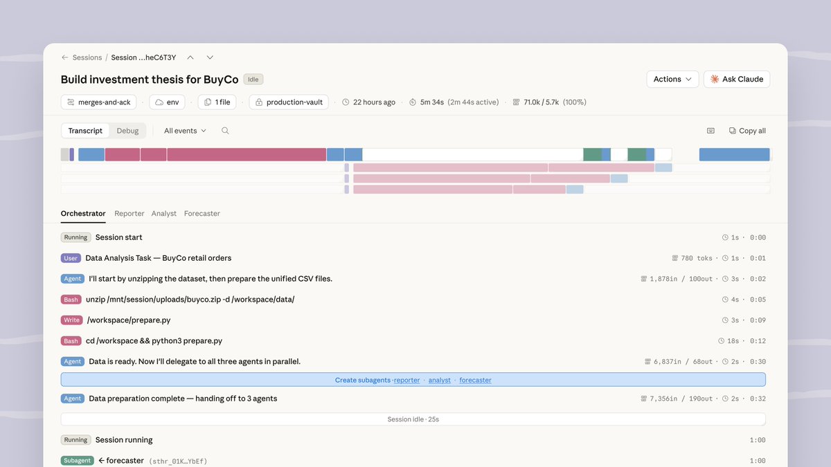 Introducing Claude Managed Agents: everything you need to build and deploy agents at scale. It pairs an agent harness tuned for performance with production infrastructure, so you can go from prototype to launch in days. Now in public beta on the Claude Platform.