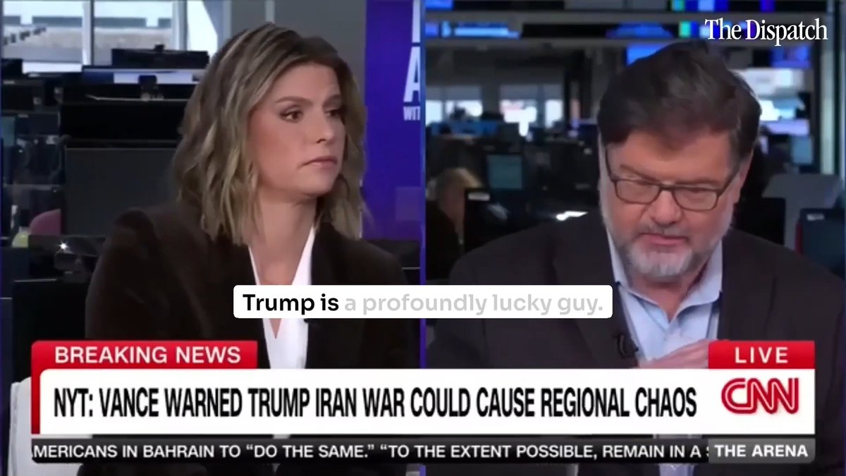 "Trump is a profoundly lucky guy. He's the millionth monkey banging on typewriters that actually produces Shakespeare, because he does things wrong all the time and they work for him. | Jonah Goldberg on The Arena on CNN