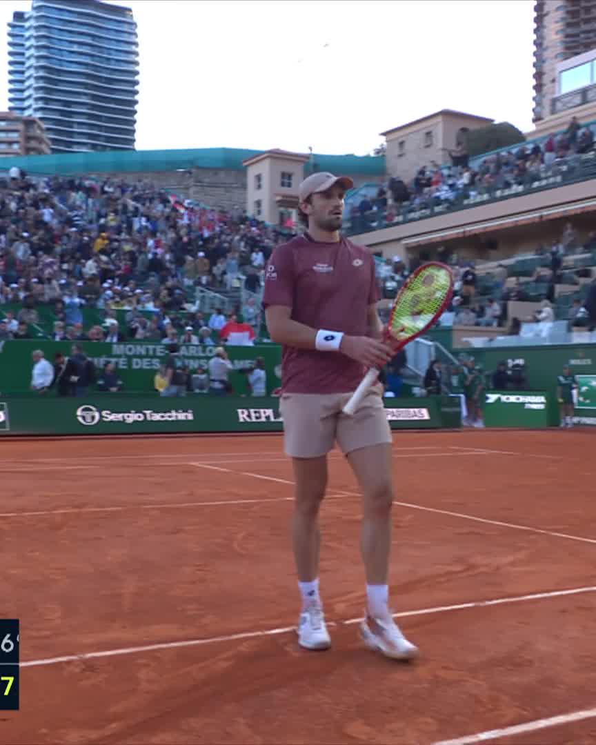 Enthralling first chapter 🥵 Valentin Vacherot takes a 72-minute first set against No.4 seed Musetti! #RolexMonteCarloMasters