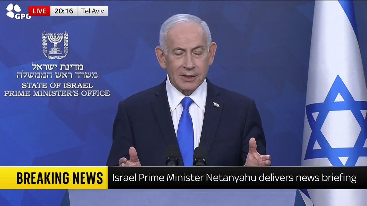 "Iran is weaker than ever, Israel is stronger than ever - that is the bottom line," Israel's PM says. Netanyahu adds Israel still has goals to accomplish, saying, 'This is not the end of the campaign.' 📺 Sky 501 and YouTube