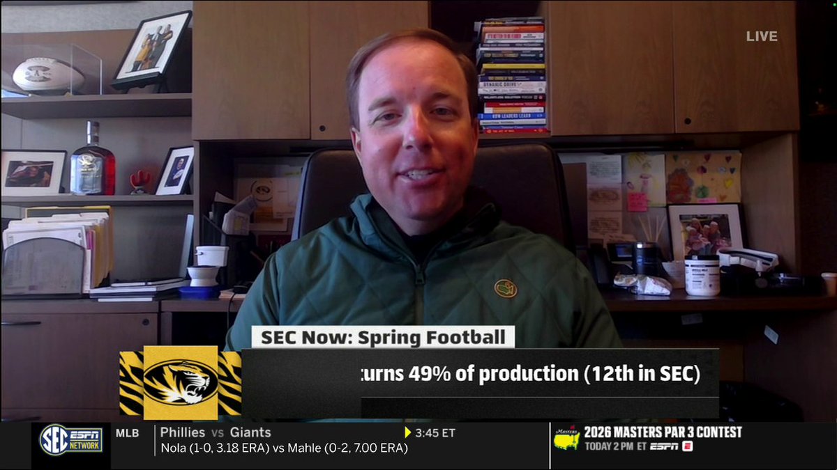 Coach Drink wants to make sure there's no spring practices during the Masters 😂