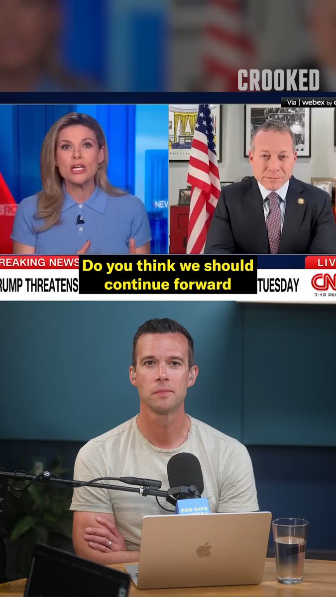 Jon Favreau reacts to Josh Gottheimer talking about the Iran war.