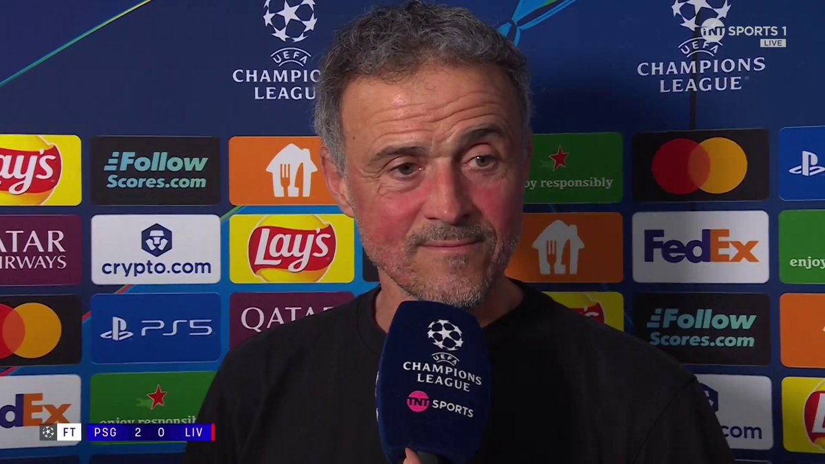 "We deserve a little more" Luis Enrique discusses PSG's 2-0 win against Liverpool... 🎙️ Jules Breach 📺 TNT Sports &amp; HBO Max