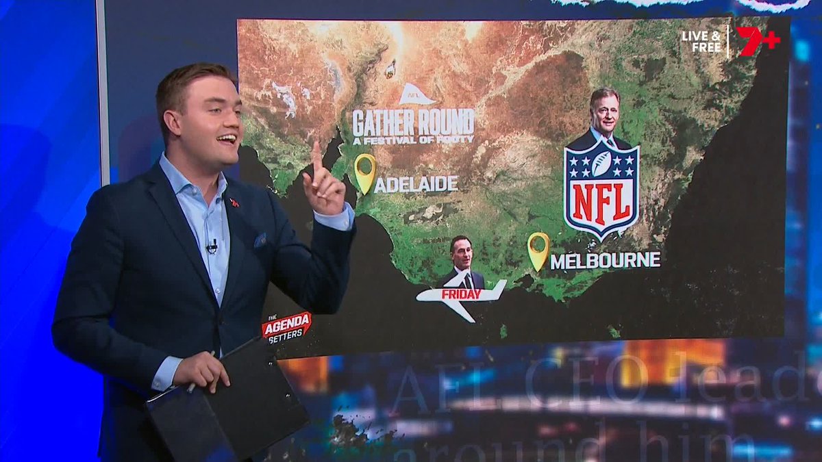 Andrew Dillon 🤝 Roger Goodell The AFL CEO is quickly heading back to Melbourne on Friday to exchange ideas with NFL CEO Roger Goodell 👀