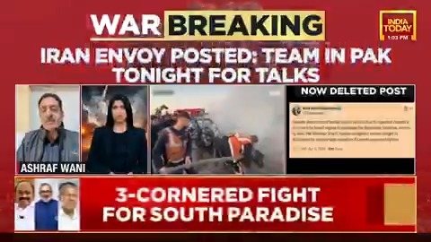 🚨Is Iran pulling out of Islamabad talks? 🔴Iran Ambassador deletes post on Pak peace talks. India Today's Ashraf Wani اشرف وانی with more details. #Iran #UnitedStates #Peacetalks #Ceasefire Suyesha Savant