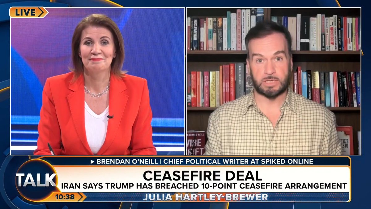 🚨"When the BBC tells us what Israel is doing, but not what Hezbollah is doing, they are lying by omission." Spiked Online's Brendan O'Neill attacks the BBC for "misinformation" in its coverage of the Middle East. Julia Hartley-Brewer