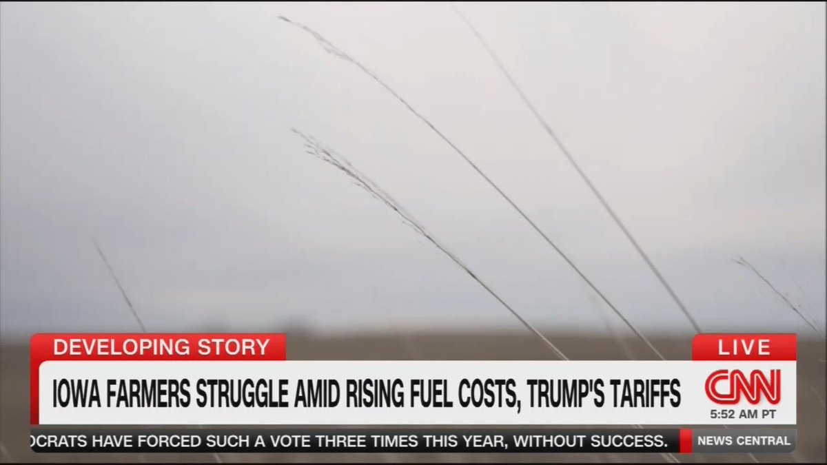 Iowa farmer: A lot of farmer discouragement out there. Prices of our soybeans started going down. Prices of fertilizer and other things we import to plant a crop started going up. For a year, we've seen some real chaos. The cost of diesel has soared since the war began. So many farms are reporting that they're on the brink of something bad.