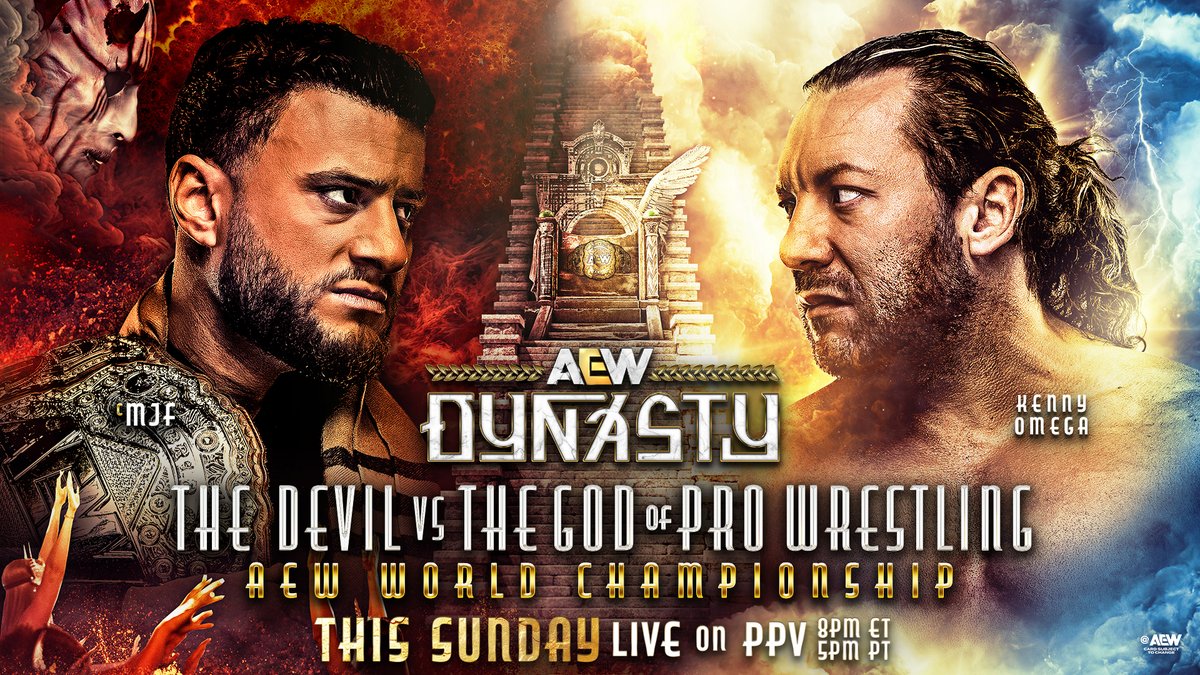 #AEWDynasty 8e/5p, HBO Max PPV Sunday 4/12 AEW World Title Maxwell Jacob Friedman™️ vs Kenny Omega Omega wants to take the title away from MJF, but the AEW World Champion wants to end Kenny's career! The Devil vs The God of Pro Wrestling LIVE for the top prize on HBO Max PPV, SUNDAY 4/12!