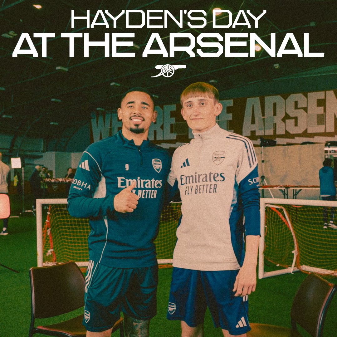 A special day 🤩 Arsenal In The Community's Hayden was surprised with the experience of a lifetime at Sobha Realty Training Centre ❤️