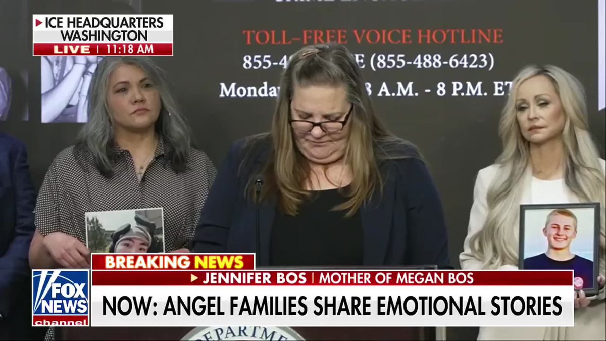 NEW: Angel mom Jennifer Bos shares the deadly consequences of dangerous leftwing policies blamed for letting criminal illegals into the United States: "We show up like this to speak what we're living every day - the dire consequence of open borders, and dangerous sanctuary policies. We come hoping that our stories raise awareness of the vulnerabilities." "We have to find a way to work together, to put an end to these tragedies that we have the power to prevent."