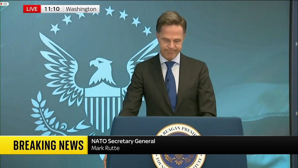 Mark Rutte, the NATO chief, speaks in Washington DC after what he described as a "frank" meeting with Donald Trump yesterday. The US president has again attacked the alliance for not supporting the US in the Iran war. 🔗