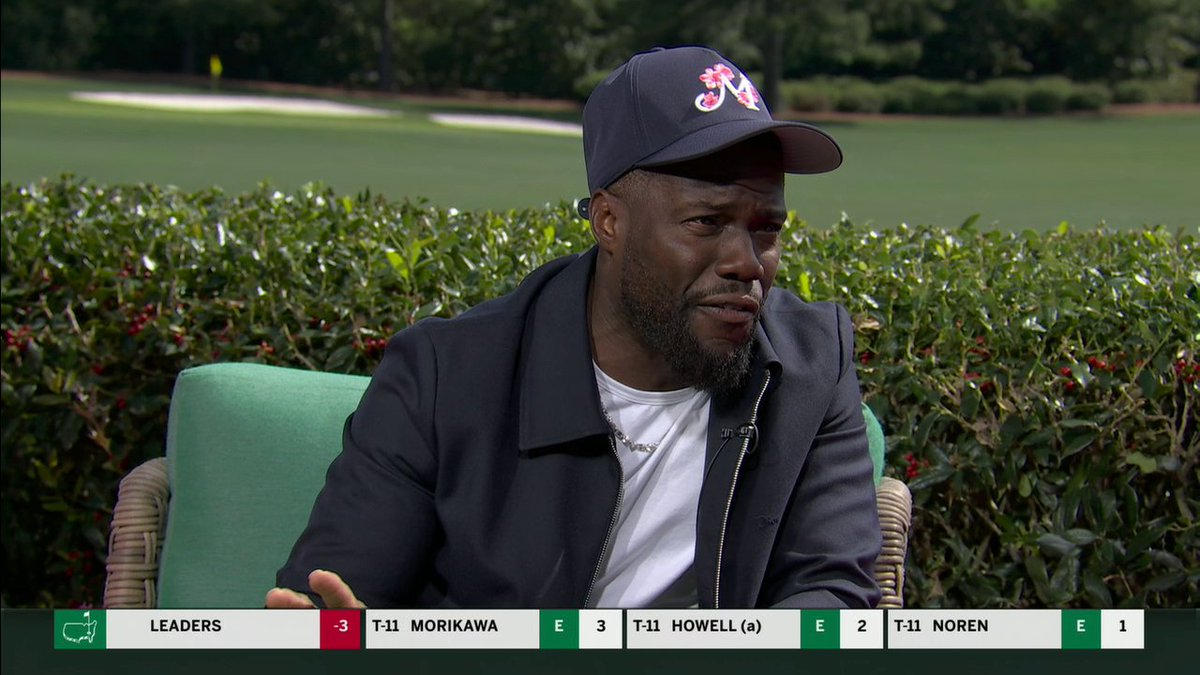 Kevin Hart had no shortage of excuses for him hitting the ball in the water during yesterday's Par 3 Contest, including his caddie outfit being a kid's large 🤣 Kevin Hart