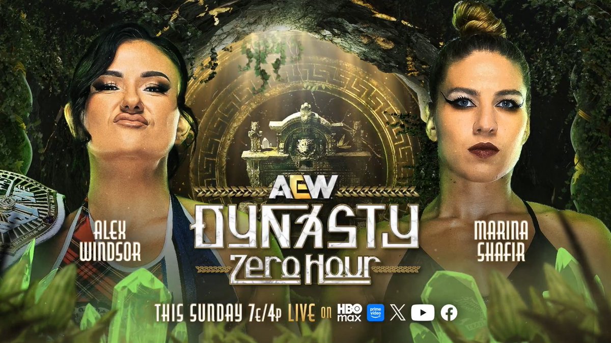 #AEWDynasty ZERO HOUR 7e/4p on HBO Max This Sunday, 4/12! Alex Windsor アレクス・ウィンザー vs Marina Shafir After the pain & suffering inflicted on Will Ospreay • ウィル・オスプレイ by Death Riders’ leader Jon Moxley, Windsor aims for a measure of revenge at Dynasty Zero Hour when she faces Marina Shafir, THIS SUNDAY!