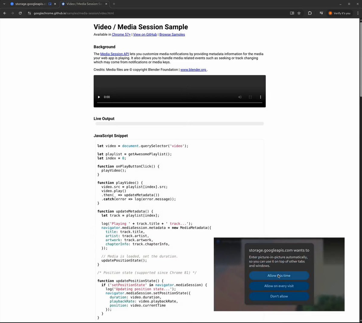 Keep video visible even when users switch tabs → Automatic Picture-in-Picture removes the friction of manual toggling, solving the lost engagement problem when navigating away from media-heavy pages. The browser now handles the transition automatically.