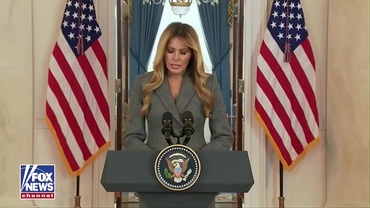 BREAKING: First Lady Melania Trump fires back at "smears" and "baseless lies" attempting to link her to Jeffrey Epstein. "I never had a relationship with Epstein or his accomplice, Maxwell." "The false smears about me from mean spirited and politically motivated individuals and entities looking to cause damage to my good name, to gain financially and climb politically, must stop." "Now is the time for Congress to act. Epstein was not alone." Listen to her full statement below.