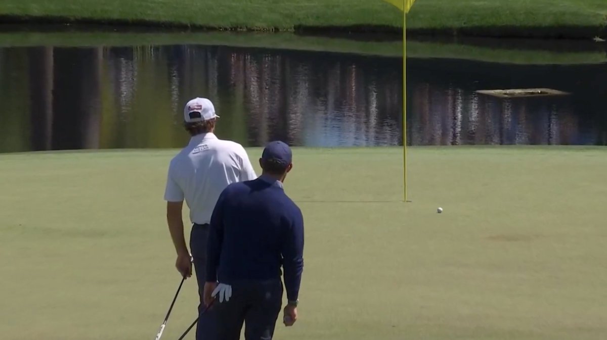 Rory did some work to make sure he could get a good read off Cameron Young’s putt. And then it paid off for McIlroy.