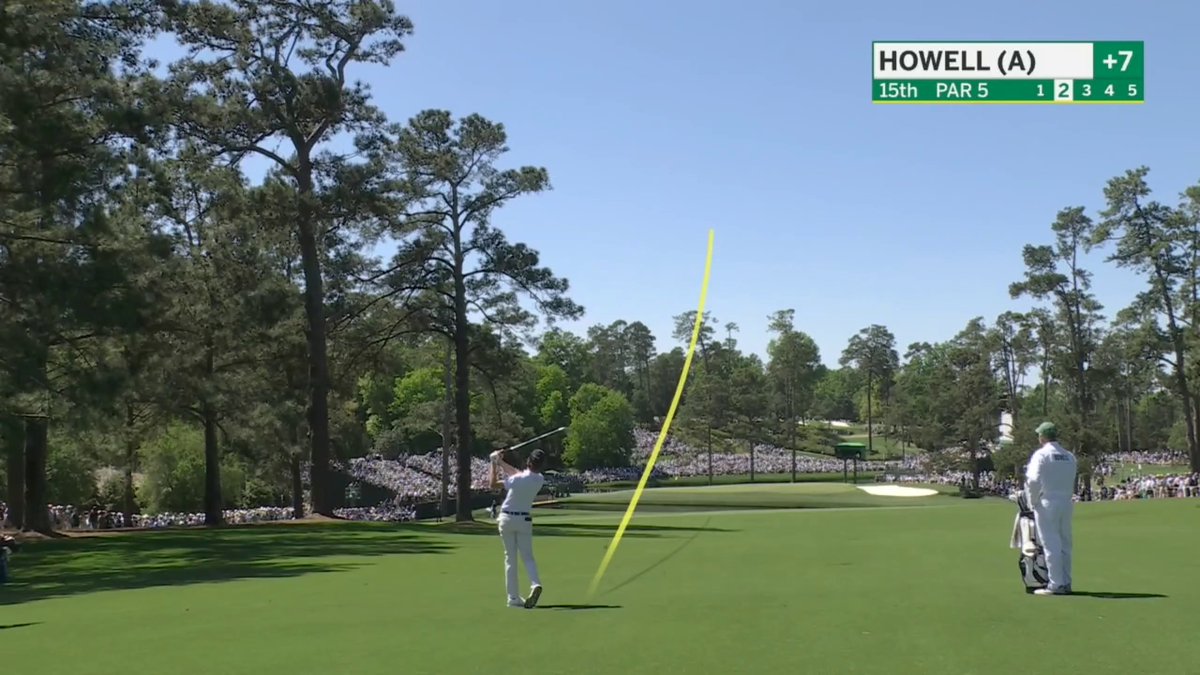 What a shot from amateur Mason Howell, hit the flag stick‼️ Watch the rest of the first round of the Masters on ESPN and the ESPN App ⛳️