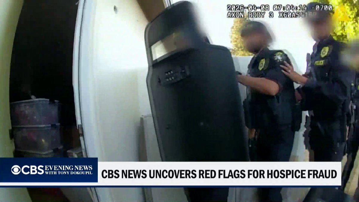 EXCLUSIVE: CBS News is first to report charges against 21 suspects in a $267 million California hospice fraud case. Bodycam video shows state Department of Justice officers raiding 10 homes and offices tied to the alleged scheme.