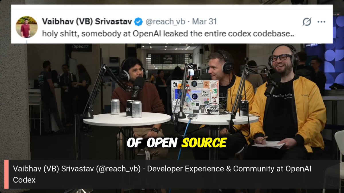 Plugins → Custom GPTs → MCP Apps → Plugins again Vaibhav (VB) Srivastav from OpenAI Developers joins us to discuss Codex hitting 3M weekly users, fully open source CLI, and using it as a daily AI chief of staff. Live from AI Engineer in London with Alex Volkov and Wolfram Ravenwolf!